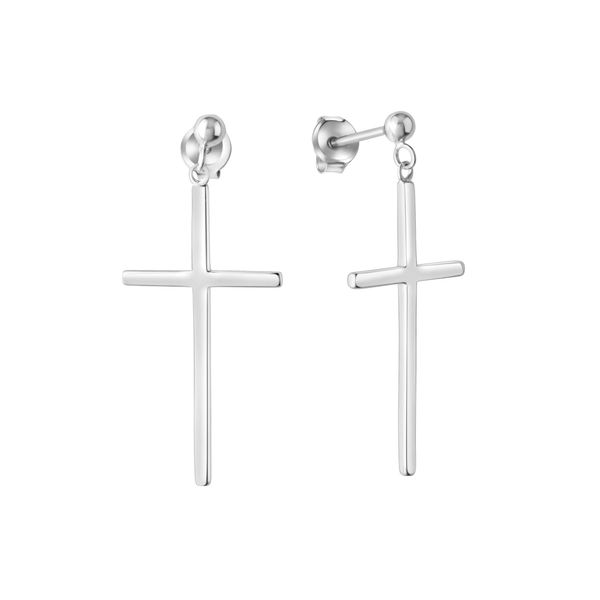 Paar OhrhäNger Zeeme "Silber 925 Rhodiniert Mit Kreuz-Motiv 35Mm Lang", Weiß, Ohrringe, Damen, One-Size, Silber 925 (Sterlingsilber)-image
