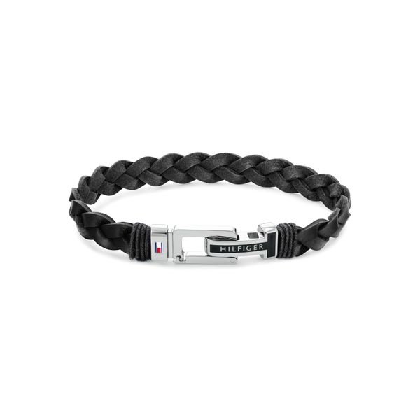 Armband Tommy Hilfiger "Schmuck Edelstahl Armschmuck Lederarmband Casual", Bunt (Schwarz, Edelstahlfarben, Weiß, Blau, Rot), ArmbäNder, Herren, 20Cm, Edelstahl Leder, Edelstahl, Leder, Armband-image