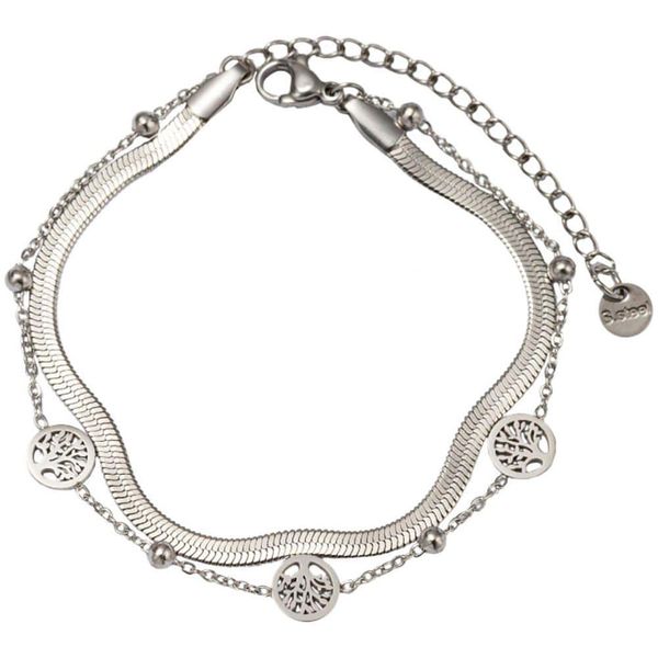 Edelstahlarmband Firetti "Schmuck Geschenk Edelstahl Armschmuck Armkette Baum Des Lebens", Silber (Silberfarben), ArmbäNder, Damen, 22Cm, Edelstahl, Edelstahlarmband, Made In Germany-image