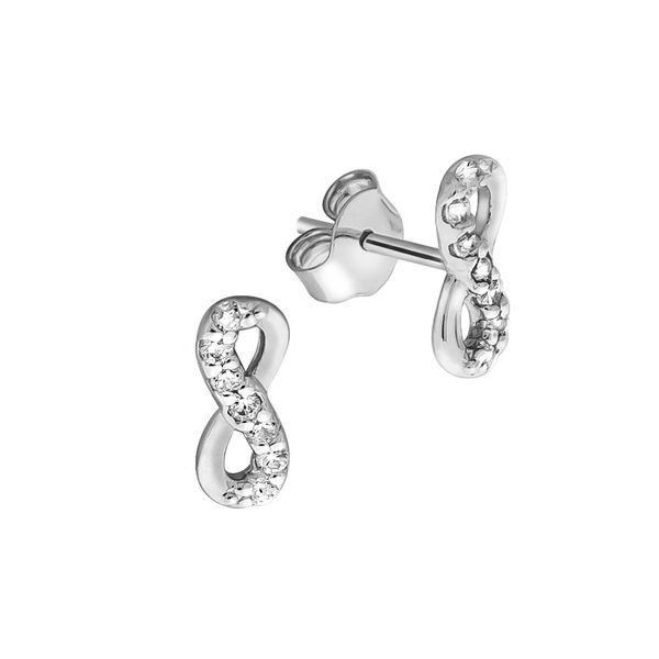 Paar Ohrstecker Vivance "925/- Sterling Silber Rhodiniert Infinity Zirkonia", Weiß (Weiß, Weiß), Ohrringe, Damen, One-Size, Silber 925 (Sterlingsilber)-image