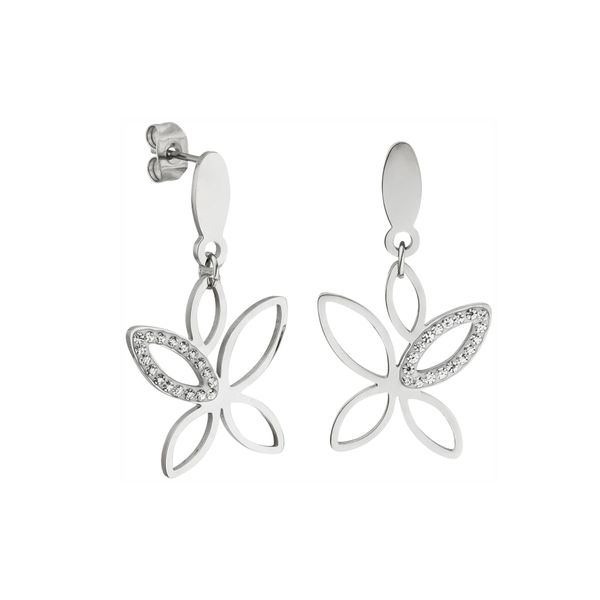Paar OhrhäNger Jobo "Ohrringe Mit 36 Kristallsteinen", Silber (Edelstahlfarben), Ohrringe, Damen, Edelstahl, Edelstahl-image