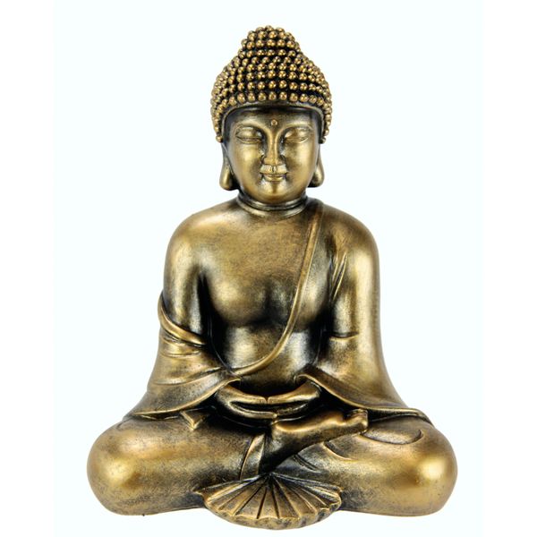 Dekofigur I.Ge.A. "Buddha", Gold (Goldfarben), B:19Cm H:24Cm, Polyresin, Dekofiguren-image