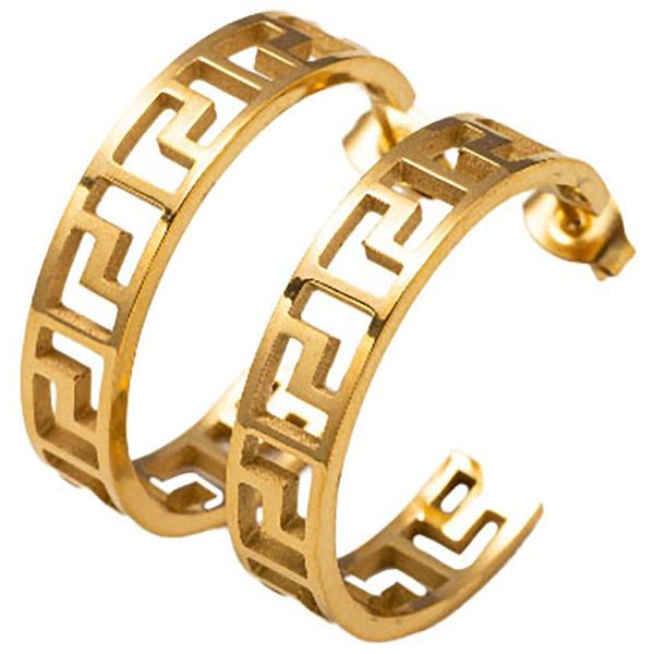 Paar Creolen Firetti "Schmuck Geschenk Edelstahl Ohrschmuck Ohrringe MäAnder", Gold (Gelbgoldfarben), Ohrringe, Damen, 27Mm, Edelstahl, Made In Germany-image