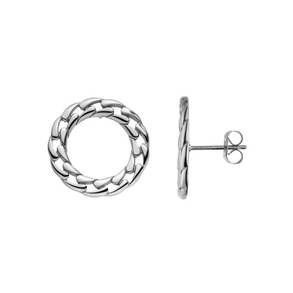 Paar Ohrstecker Jobo "Kreis", Silber (Edelstahlfarben), Ohrringe, Damen, 20Mm, Edelstahl, Edelstahl 20 Mm-image