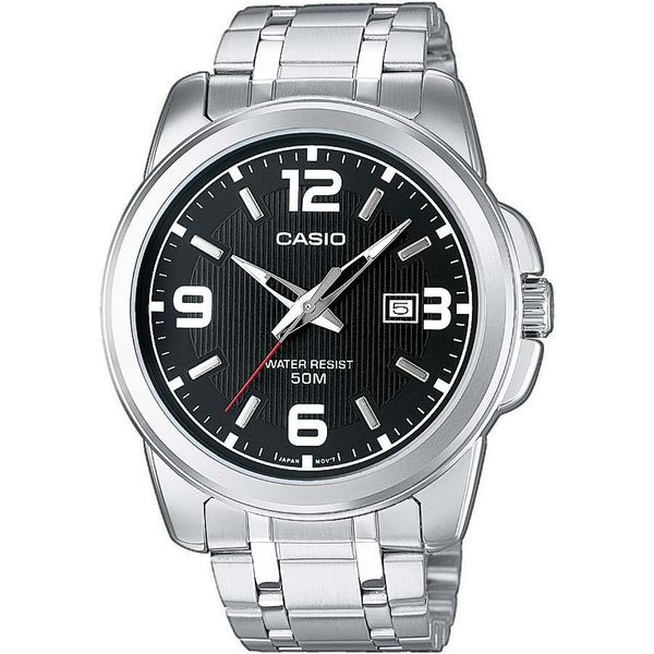 Quarzuhr, Silber (Silberfarben, Schwarz), Casio Timeless Collection, Armbanduhren, Herren, Quarzuhr, Armbanduhr, Herrenuhr, Analog, Datum, Edelstahlarmband-image