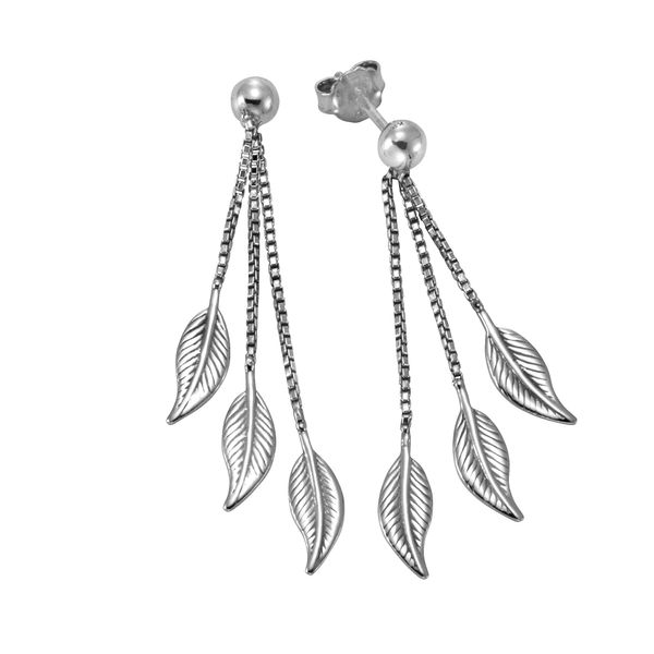 Paar OhrhäNger Zeeme "Silber 925 Rhodiniert 41Mm Lang Mit Blatt-Motiv", Weiß, Ohrringe, Damen, One-Size, Silber 925 (Sterlingsilber)-image