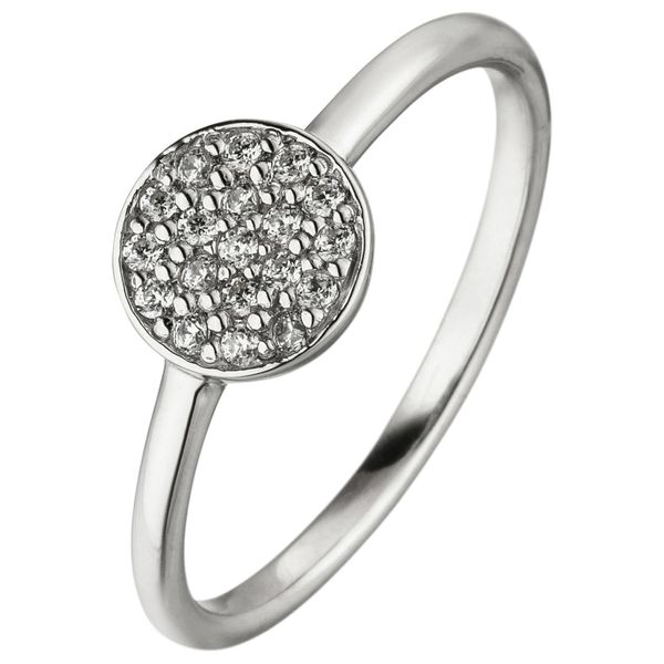 Fingerring Jobo Gr. 54, Silber (Silber 925), Fingerringe, Damen, 54, Silber 925 (Sterlingsilber), Fingerring, 925 Silber Mit 19 Zirkonia-image