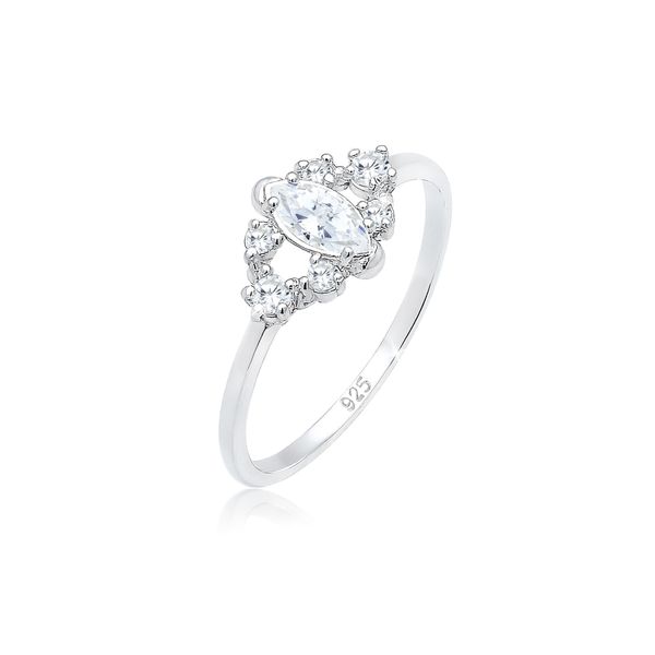 Verlobungsring Elli "Verlobungsring Zirkonia Weiß 925 Sterling Silber" Gr. 58, Silber, Fingerringe, Damen, 58Mm, Silber 925 (Sterlingsilber), 1,5Mm, Verlobungsring-image