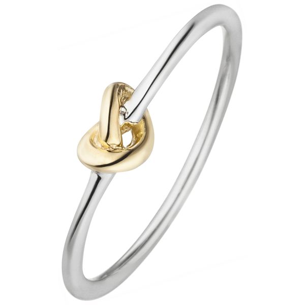 Fingerring Jobo "Knoten" Gr. 60, Silber (Silber 925), Fingerringe, Damen, 60, Silber 925 (Sterlingsilber), Fingerring, 925 Silber Bicolor Vergoldet-image