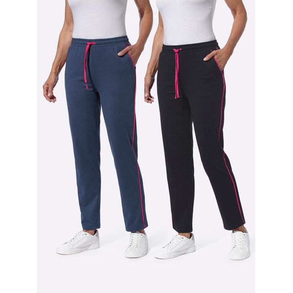Schlupfhose, Damen, Gr. 50, NormalgrößEn, Blau (Schwarz, Dunkelblau), 100% Baumwolle, Unifarben, Lang, Hosen Schlupfhose-image