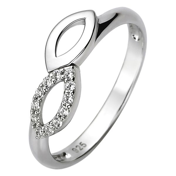 Fingerring Jobo Gr. 60, Silber (Silber 925), Fingerringe, Damen, 60, Silber 925 (Sterlingsilber), Fingerring, 925 Silber Mit 12 Zirkonia-image