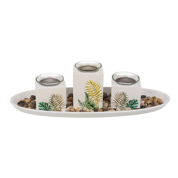 Giftycity Set Di Candelieri Decorativi In Legno, Foglie-image
