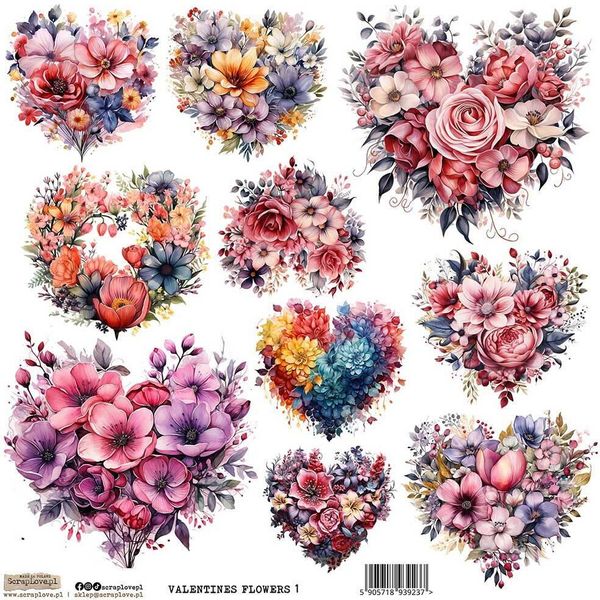 Stickers Scraplove Adesivi Decorativi - Fiori Di San Valentino 1- Cuori Di Fiori-image