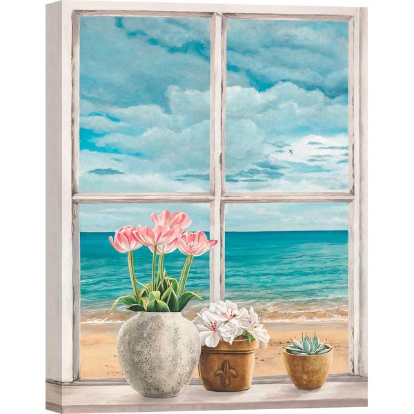 Quadro Su Tela, Finestra Sul Mare - Remy Dellal, Vista Sul Mare I - 70X50 Cm-image