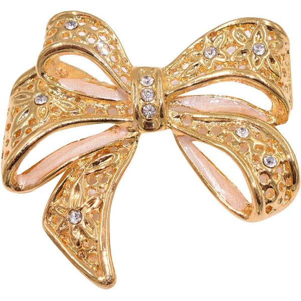 Brosche Firetti "Schmuck Geschenk Ansteckschmuck Schleife", Gold (Gelbgoldfarben, Kristallweiß, Kristallweiß), Broschen, Damen, Messing, Brosche, Mit Zirkonia (Synth.)-image