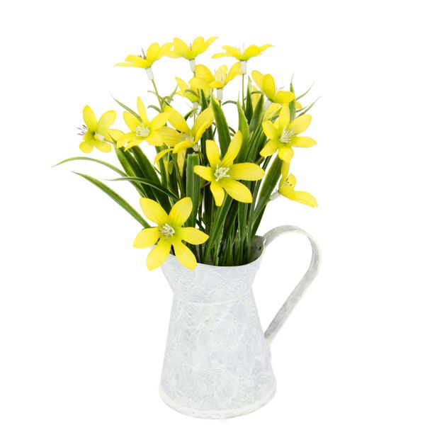 Kunstblume I.Ge.A. "Sternblume", Gelb, B:13Cm H:22Cm L:9Cm, Obermaterial: 50% Metall, 40% Kunststoff, 10% Polyester, Kunstpflanzen, In Kanne, Aus Metall-image