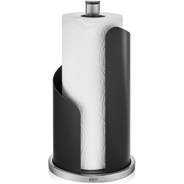 KüChenrollenhalter Gefu "Curve", Grau (Schwarz, Edelstahlfarben), H:30Cm Ø:15,6Cm, Edelstahl, Stahlblech, KüChenrollenhalter, Stahlblech/Edelstahl-image