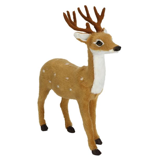 Dekofigur I.Ge.A. "Tierfigur Reh Aus Kunstfell", Braun, B:23Cm H:26Cm, Polyester, Dekofiguren, Waldtier Statue Ornament PlüSchtier Weihnachtsdeko Winterdeko Pelztier-image