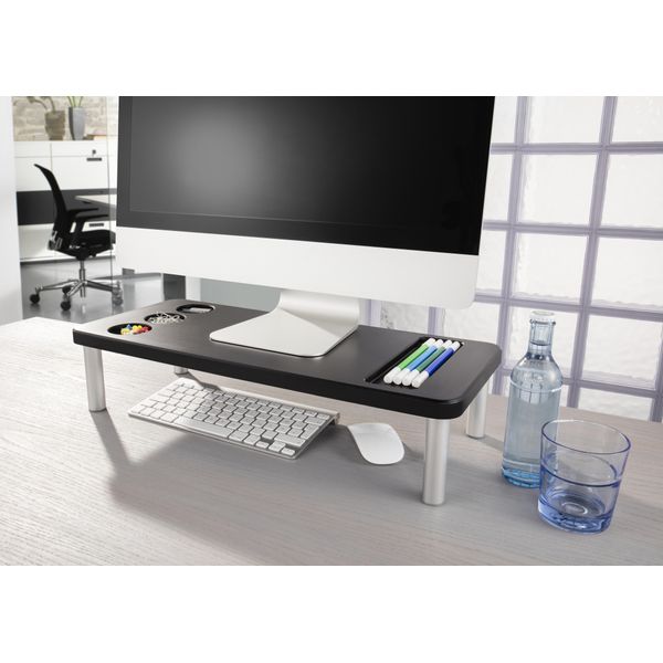 Standregal Ruco, Grau (Aluminiumfarben, Schwarz), B:56Cm H:13Cm T:24Cm, Kunststoff, Regale, Standregal, (MonitorstäNder), Aluminium/Kunststoff-image