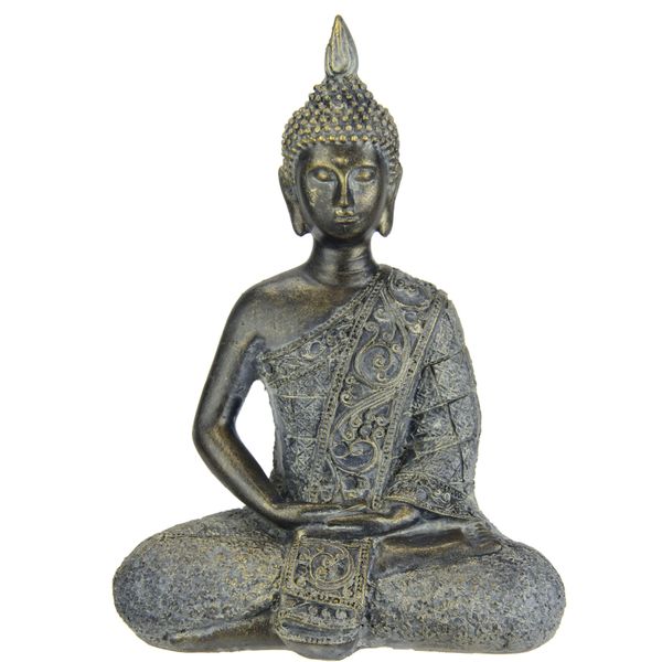 Dekofigur I.Ge.A. "Buddha Figur Sitzend Meditierend Statue Figuren Skulptur", Braun (Braun, Grau), B:15Cm H:20Cm, Polyresin, Dekofiguren, Garten-Figur Wohnaccessoire-image