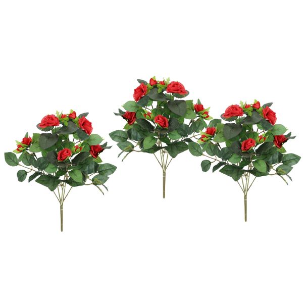 Kunstblume I.Ge.A. "KüNstlicher Rosenbusch", Rot, B:17Cm H:34Cm L:17Cm, Polyester, Kunstpflanzen, Kunstrose Blume Strauß Bouquet Rosen Rosenbouquet Wildrose-image