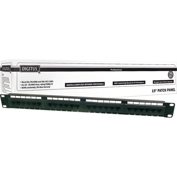 Digitus DN91524U Pannello Patch 19" Non Schermato Utp 24 Porte 8 Poli Rj45 Per Reti Categoria 5E, 1 Unità"-image