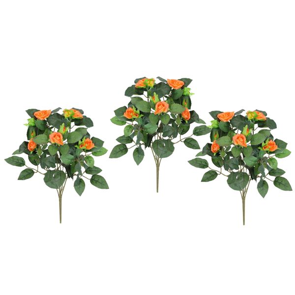Kunstblume I.Ge.A. "KüNstlicher Rosenbusch", Orange, B:17Cm H:34Cm L:17Cm, Polyester, Kunstpflanzen, Kunstrose Blume Strauß Bouquet Rosen Rosenbouquet Wildrose-image