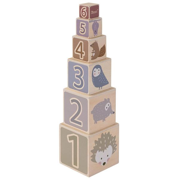 Howa Torre Impilabile "Piccolo Legno"" In Legno Da 1 Anno, Giocattolo A Motore Blocchi Impilabili 6027"-image