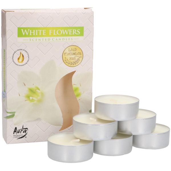 Kotarbau® Confezione Da 6 Candele Profumate Fiori Bianchi Tea Light Profumati Tempo Di Combustione 4 Ore-image