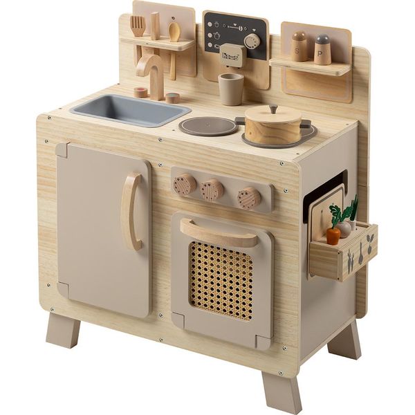 Cucina Da Gioco Per Bambini Howa Cucina Da Gioco In Legno 'Foodiefun' Indietro. 10 Pezzi Di Accessori Per La Cucina Per Bambini 48241-image