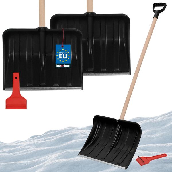 Kotarbau® Set Di 2 Pale Da Neve Per Auto 40 Cm Con Manico In Legno 131 Cm + Raschiaghiaccio Auto Set Pala Da Neve Per Auto Per La Rimozione Della Neve Raschia Parabrezza Auto Con Labbro In Gomma Pala Da Neve Auto-image