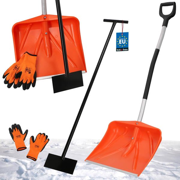 Kotarbau® Set Pala Da Neve Con Manico In Alluminio 137 Cm Raschietto Per Ghiaccio 119 X 20 Cm + Guanti Caldi Pala Da Neve Rimuovi Neve Pala Da Neve Raschietto Per Paraurti Auto Con Manico Pala Con Manico-image
