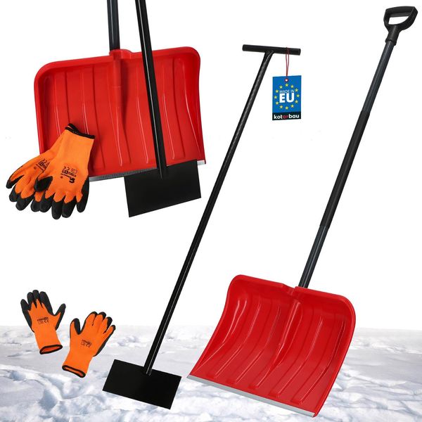 Kotarbau® Set Pala Da Neve Con Manico In Metallo 133 Cm Raschietto Per Il Ghiaccio 119 X 20 Cm + Guanti Pala Da Neve Calda Rimuovi Neve Pala Da Neve Auto Raschietto A Spinta Con Manico Pala Con Manico-image