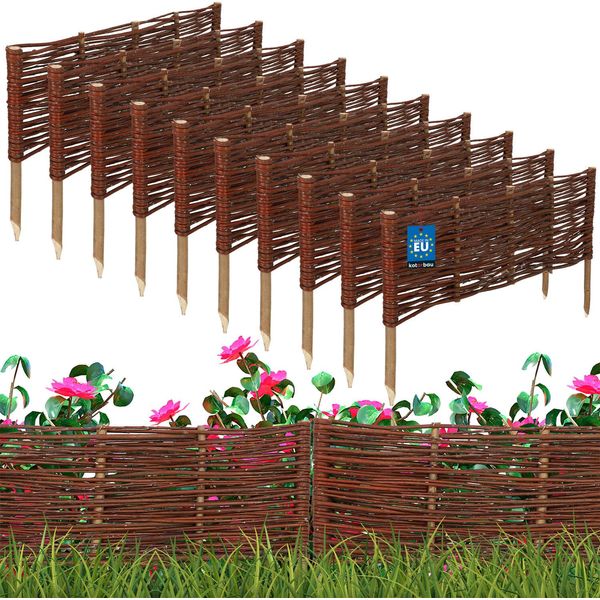 Kotarbau® Set Di 10 Bordure Per Letti In Salice 60 X 20 Cm Bordatura Per Letti A Spina Bordatura Per Prato Bordatura Per Letti In Salice Recinzione Per Giardino Per Tappare Flessibile Vimini-image