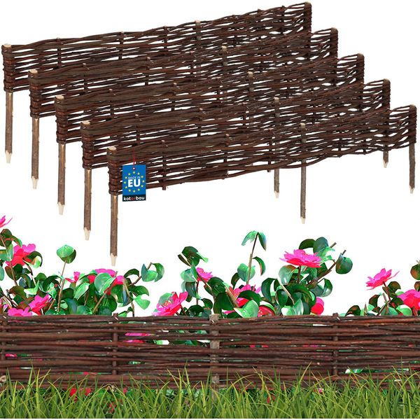 Kotarbau® Set Di 5 Bordure Per Letto In Salice 120 X 10 Cm Bordatura Per Letto A Innesto Bordatura Per Prato Bordatura Per Letto In Salice Recinzione Per Giardino A Innesto Flessibile In Vimini-image