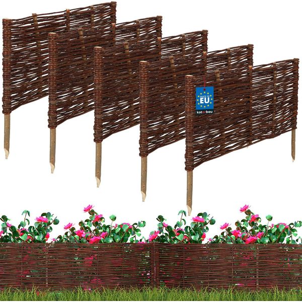 Kotarbau® Set Di 5 Bordi Per Letto In Salice 60 X 30 Cm Bordo Per Letto Bordo Per Letto A Innesto Bordo Per Prato Bordo Per Letto In Salice Bordo Per Giardino A Innesto Flessibile In Vimini-image
