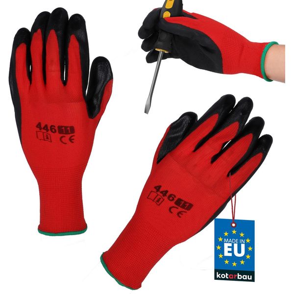 Kotarbau® Guanti Da Lavoro Guanti Antiscivolo Rivestiti In Lattice Taglia 11 Rosso Uomo Officina Accessori Guanti Invernali Giardinaggio Guanti Da Lavoro Donna-image