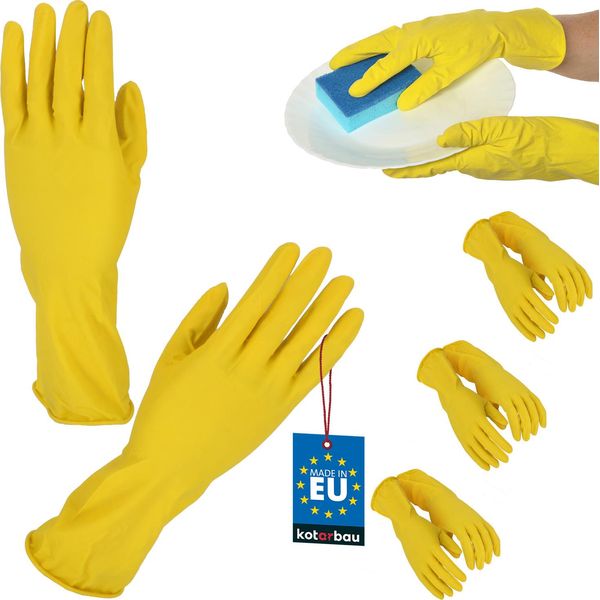 Kotarbau® Set Di 3 Guanti Da Lavoro Guanti Monouso Guanti Di Gomma Giallo Taglia Xl Guanti Protettivi Guanti Monouso Guanti Di Gomma Guanti In Lattice Guanti Di Gomma Guanti In Nitrile Pulizia-image