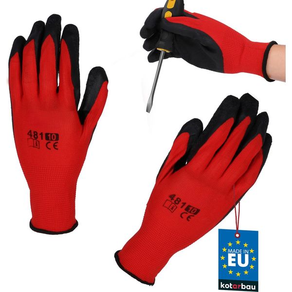 Kotarbau® Guanti Da Lavoro Guanti Antiscivolo Rivestiti In Lattice Taglia 10 Rosso Uomo Officina Accessori Guanti Invernali Giardinaggio Guanti Da Lavoro Donna-image