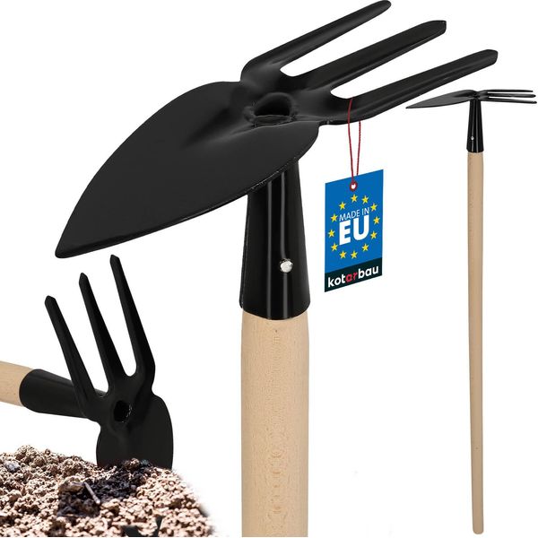 Kotarbau® Zappetta In Acciaio Zappetta Da Giardino Con Manico In Legno 103 Cm Nero Zappetta A Mano Con 3 Rebbi Zappetta Da Giardino Zappetta Per Piante Zappetta Per Erbacce Rastrello Da Giardino Zappetta A Cuore Attrezzo Da Giardino Con Manico Zappette Da Giardino-image