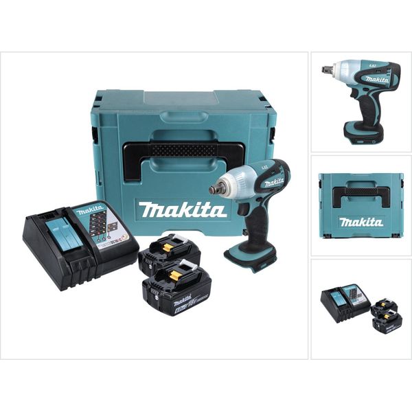 Avvitatore A Impulsi A Batteria Makita Dtw 251 Rgj 18 V 230 Nm 1/2" + 2X Batteria Ricaricabile 6,0 Ah + Caricabatterie + Makpac"-image