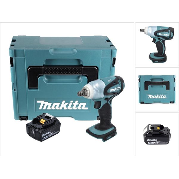 Avvitatore A Impulsi A Batteria Makita Dtw 251 G1J 18 V 230 Nm 1/2" + 1X Batteria Ricaricabile 6,0 Ah + Makpac - Senza Caricabatterie"-image