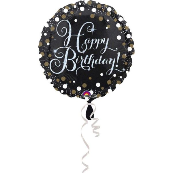 Palloncino In Foil Standard Sparkling Birthday Rotondo S55 Confezionato Da 43 Cm-image