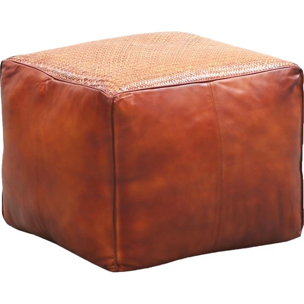 Cuscino Per Pouf Vintage Griffit Sgabello In Pelle-image