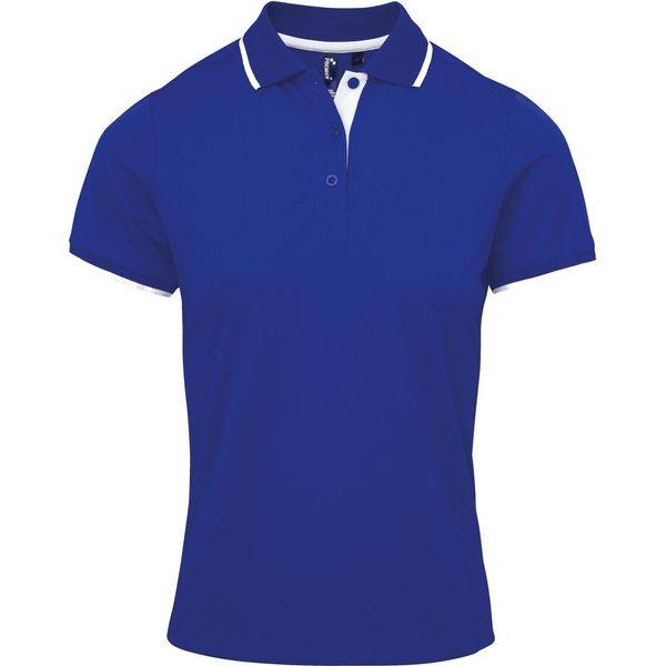 Premier Ladies Contrast Cool Check Polo Shirt RW5519 (2XL) (Royal Blue/White)-image