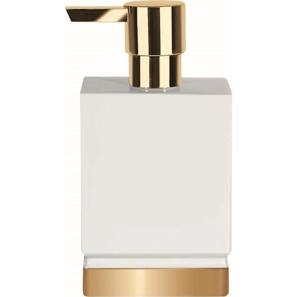 Distributore Di Sapone Spirella "Roma"" Distributore Di Sapone Liquido In Porcellana 300Ml Bianco/Oro"-image