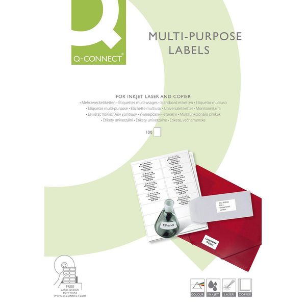 Q-Connect KF10648 Etichette Inkjet+Laser+Copia - 70,0X42,0 Mm, Bianco, 2100 Pezzi/100-image