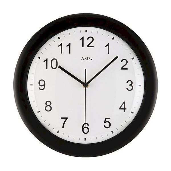 Ams 5935 Orologio Da Parete Radiocontrollato Analogico Nero Tondo Liscio-image