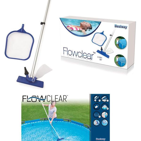 Set Per La Pulizia Della Piscina Pulitore Per Pavimenti Paletta Di Rete Spazzola Aspiratore Per Piscina-image