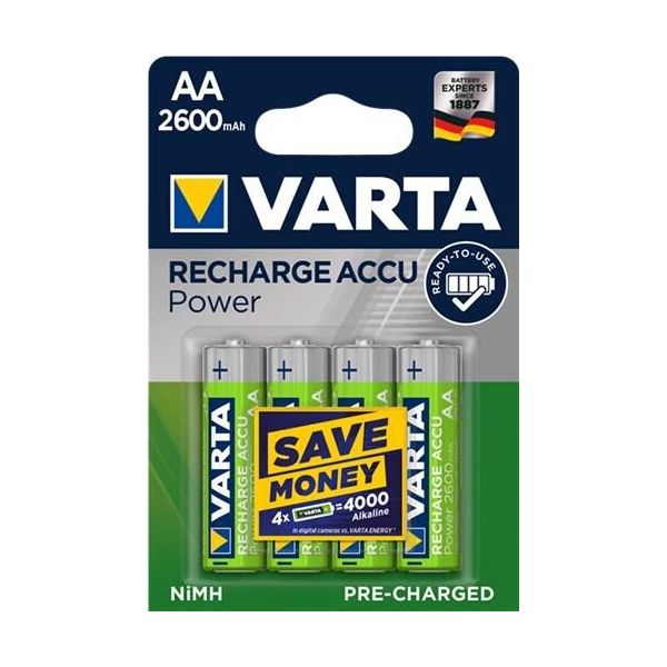 10X Varta 43473 Pronta All'uso Aa (Mignon)/Hr6 (5716) - 2600 Mah, 4 Pz. Blister - Batteria Ricaricabile Lsd-Nimh (Pronta All'uso), 1,2 V-image